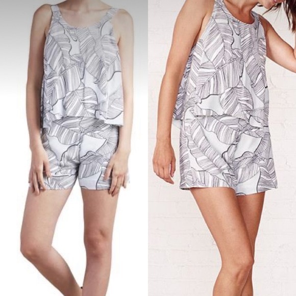Paper Crown Pants - Paper Crown Palm Leaf Print Morocco Romper